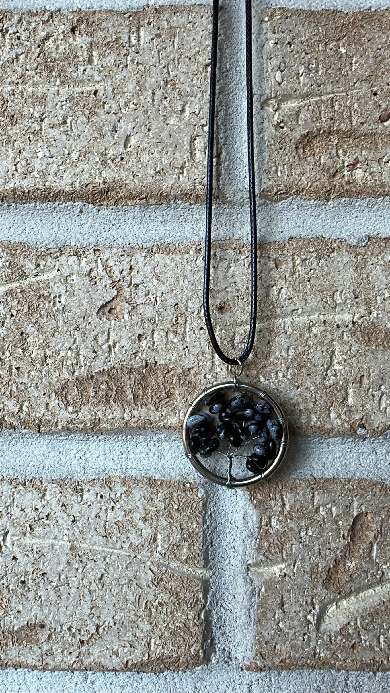 Snowflake Obsidian Tree of Life Necklace