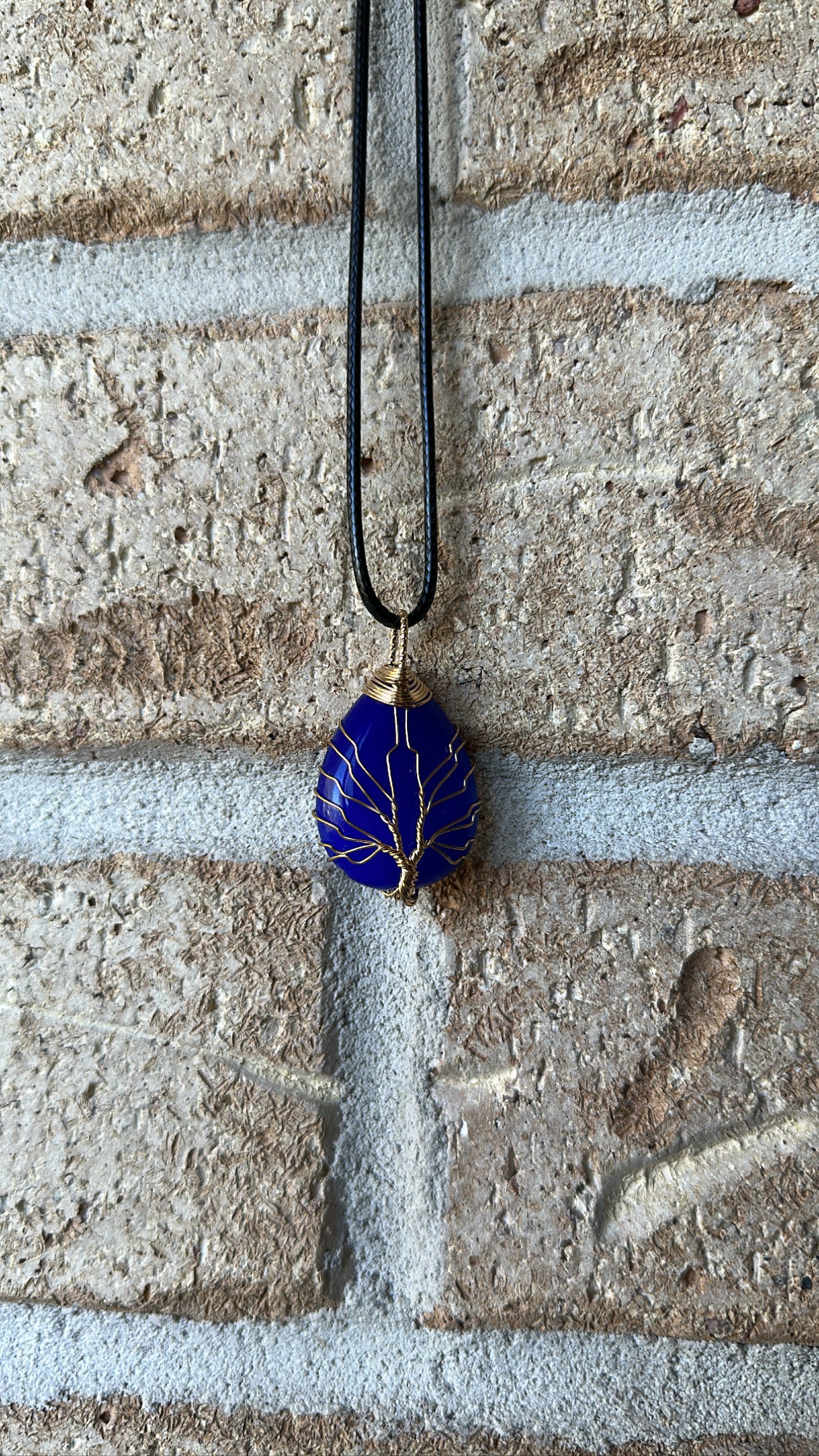 Blue Oval Tree of Life Necklace