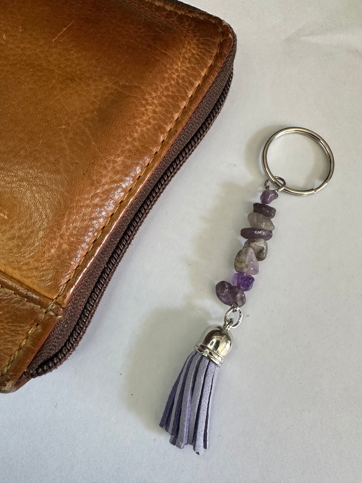 Amethyst Keyring with Purple Tassel