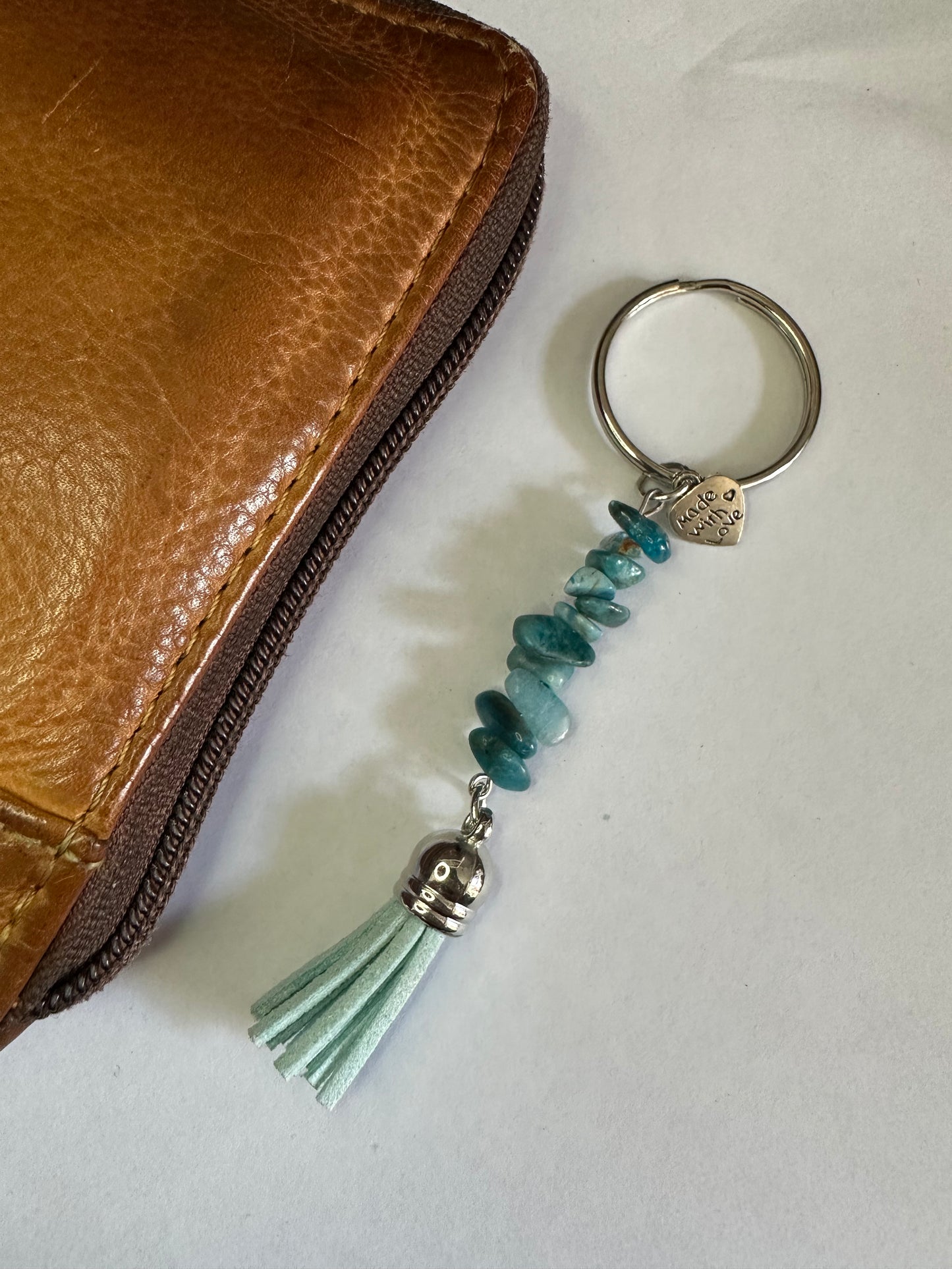 Apatite Keyring with Light Tassel