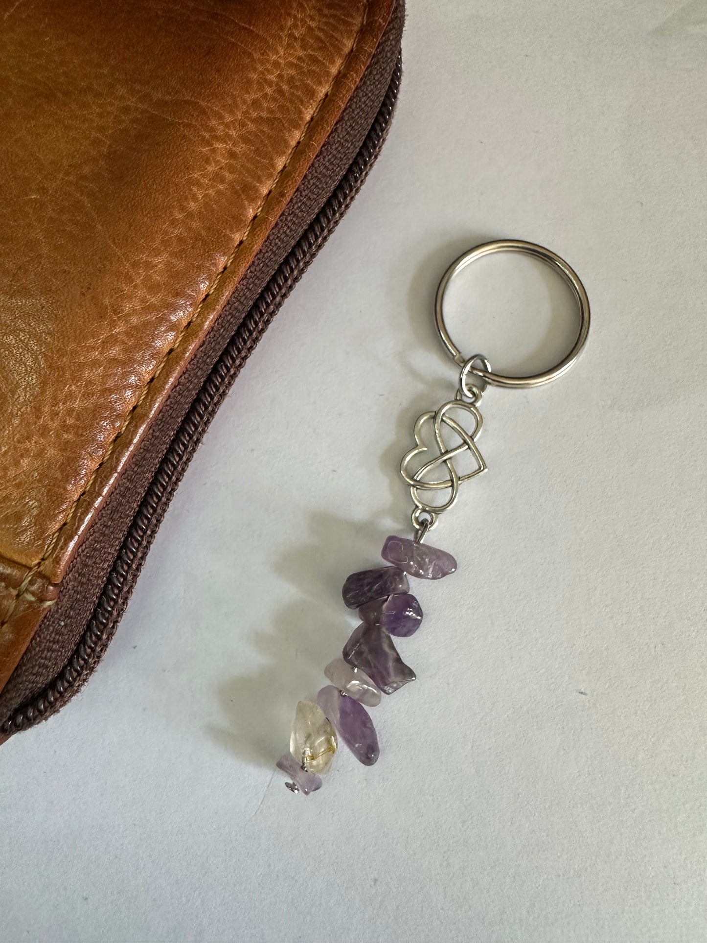 Amethyst Heart Keyring