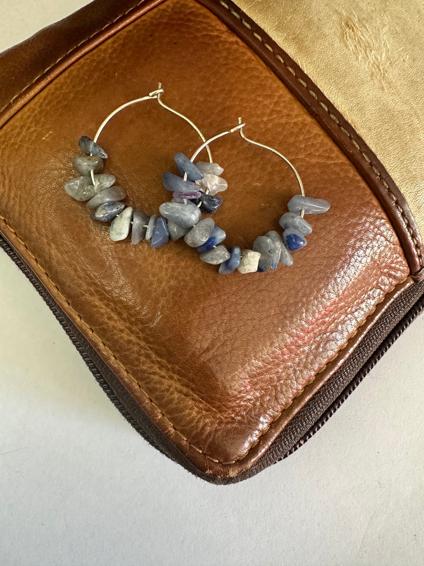 Blue Adventurine Hoops