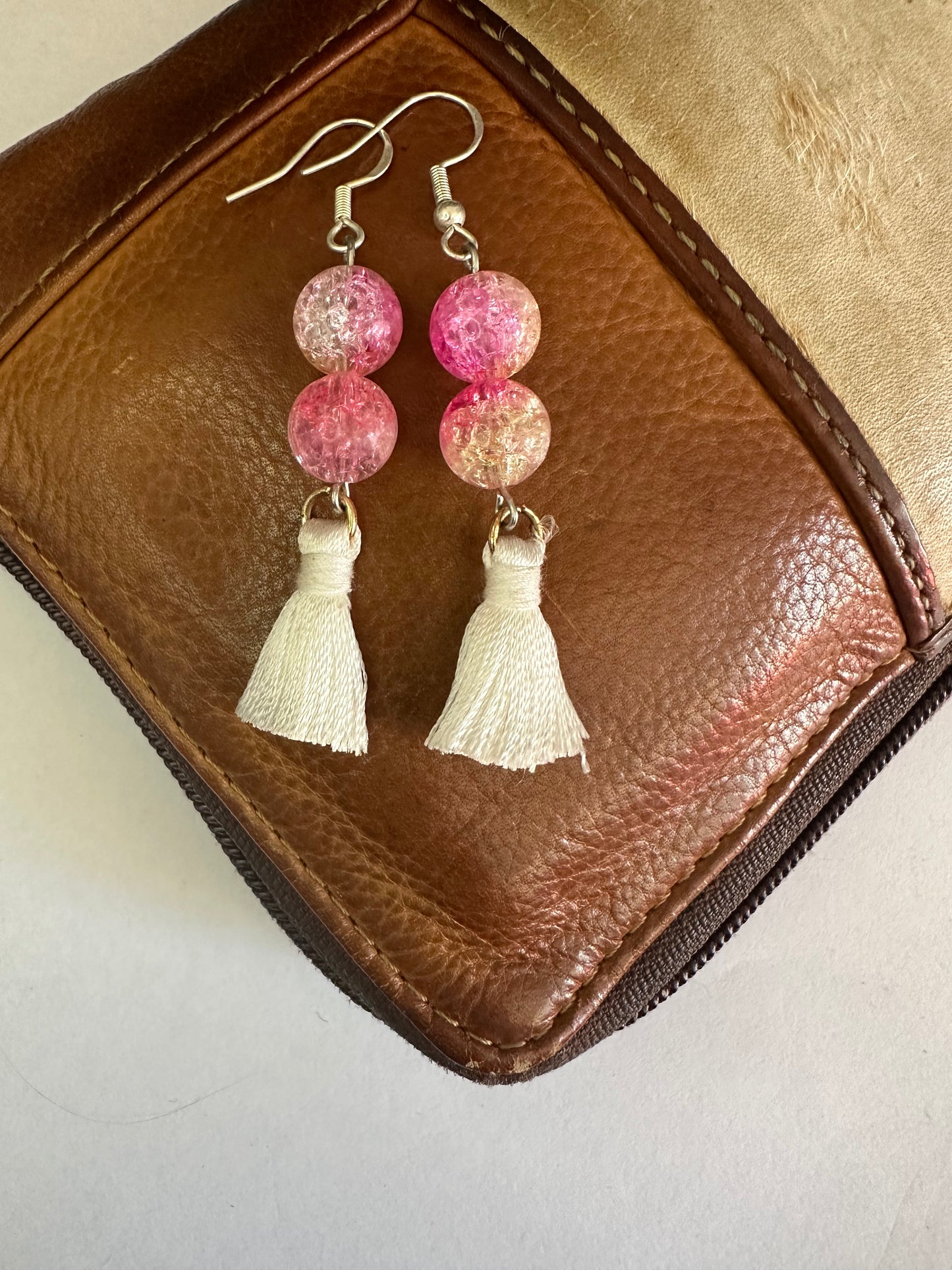 Pink-Yellow Tassel Earrings