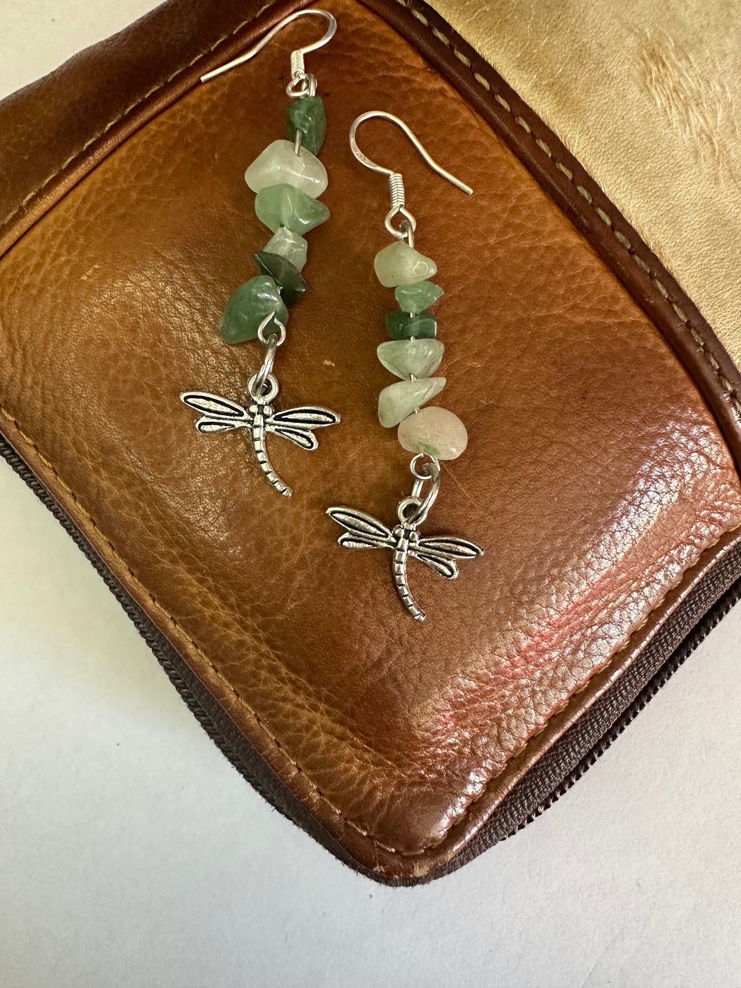 Green Adventurine Dragonfly Earrings