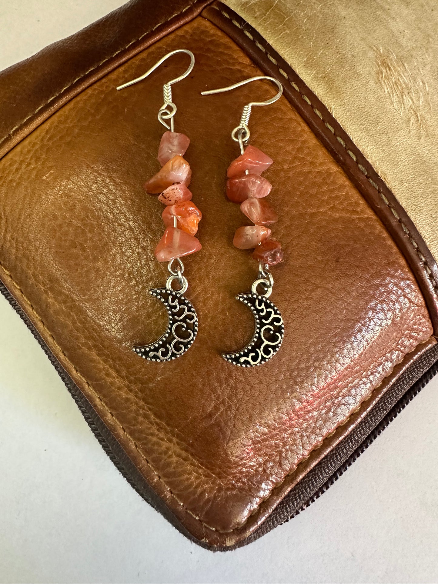 Carnelian Moon Earrings