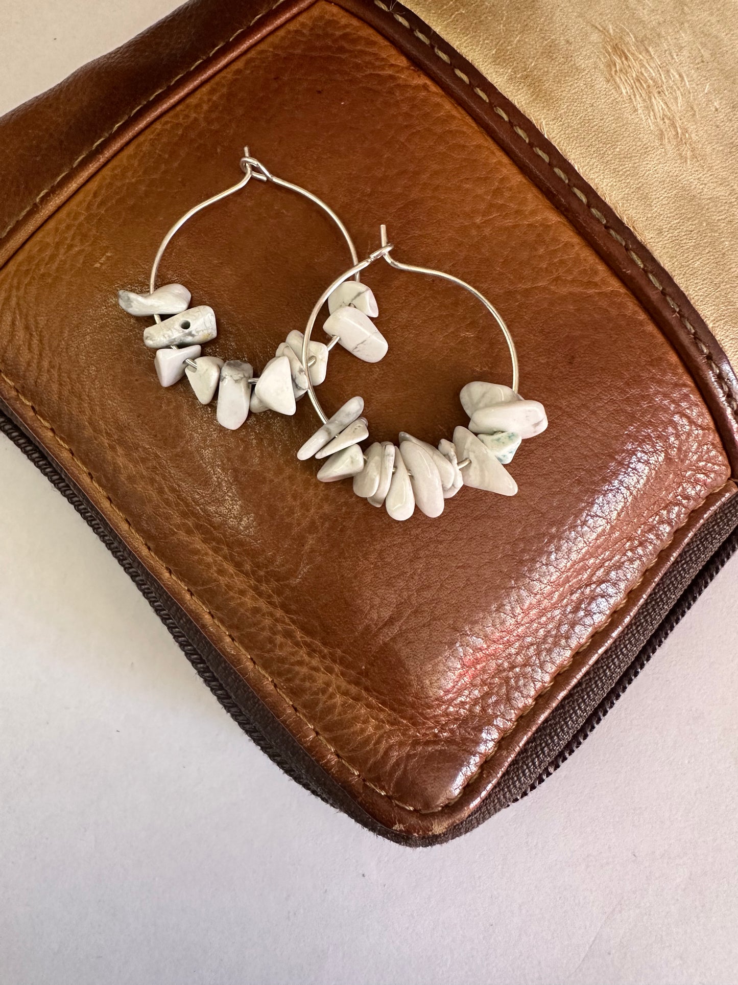 White Howlite Hoops