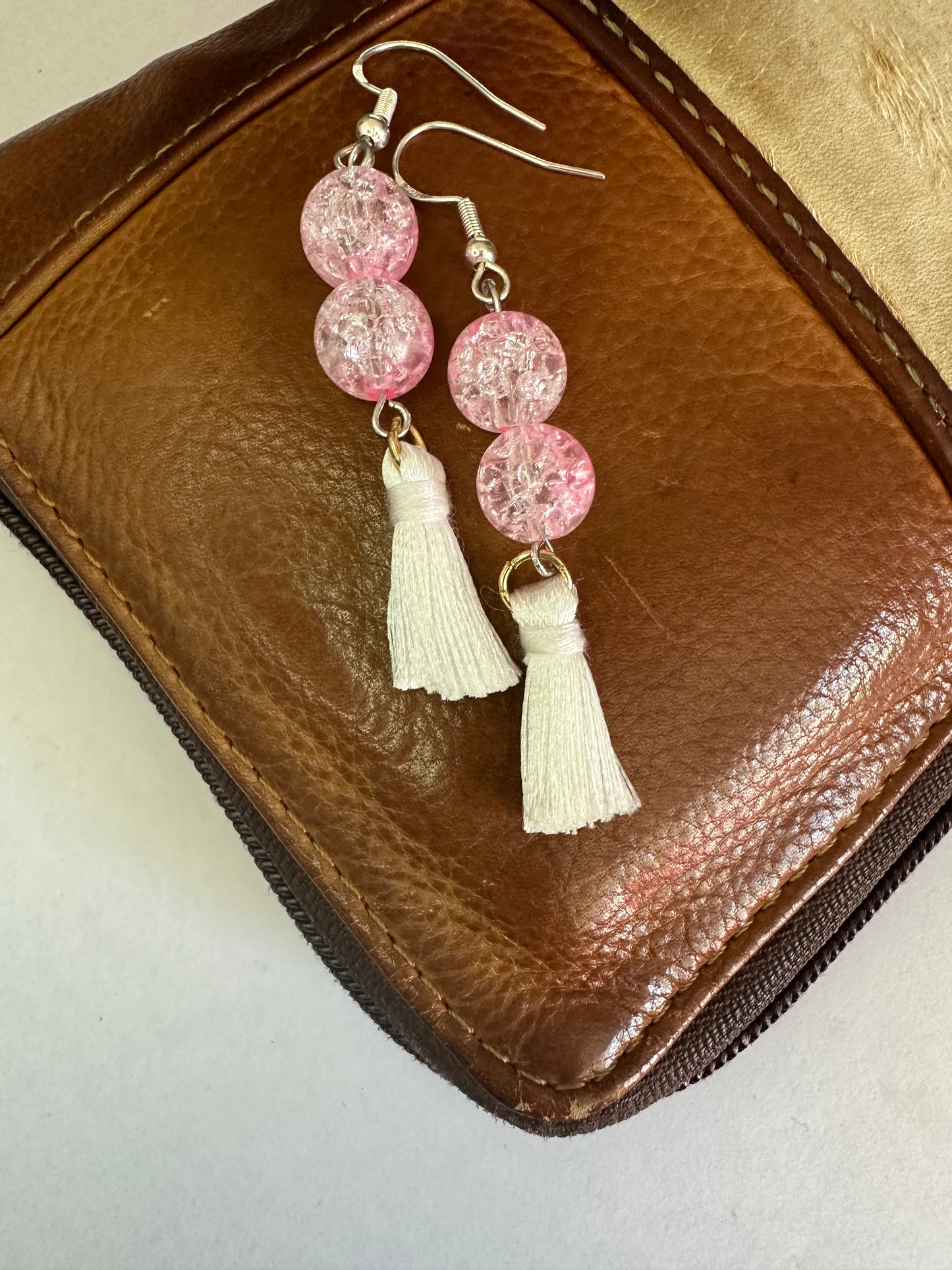 Light Pink Tassel Earrings