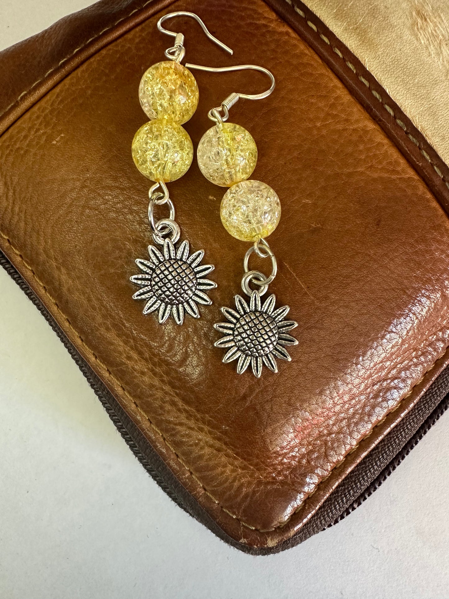 Yellow-Orange Sunflower Earrings