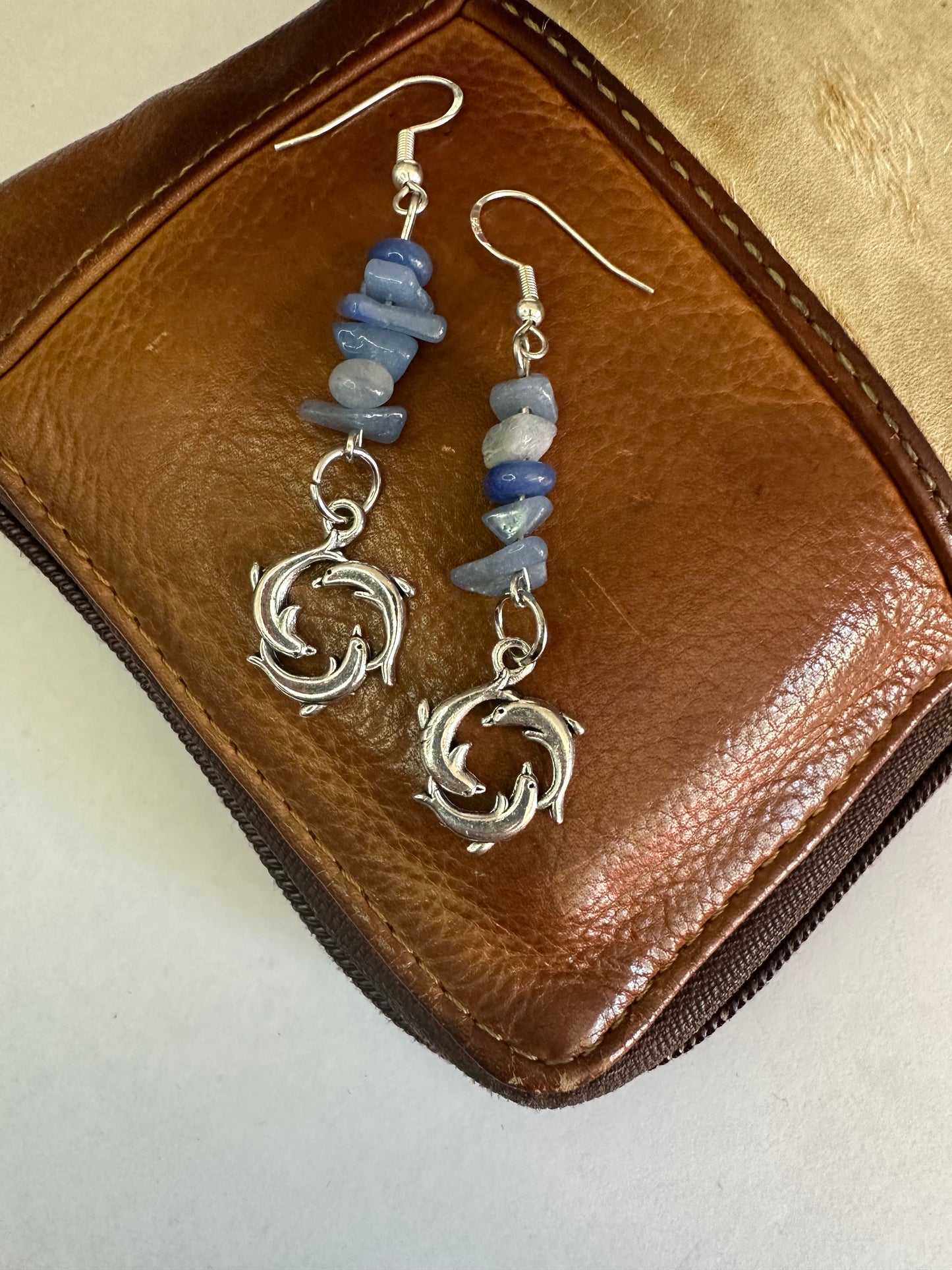 Blue Adventurine Dolphin Earrings