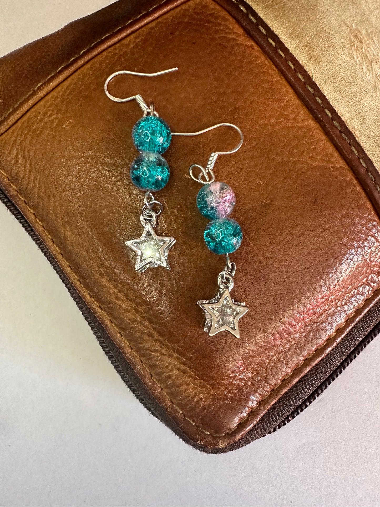 Blue-Pink Star Earrings