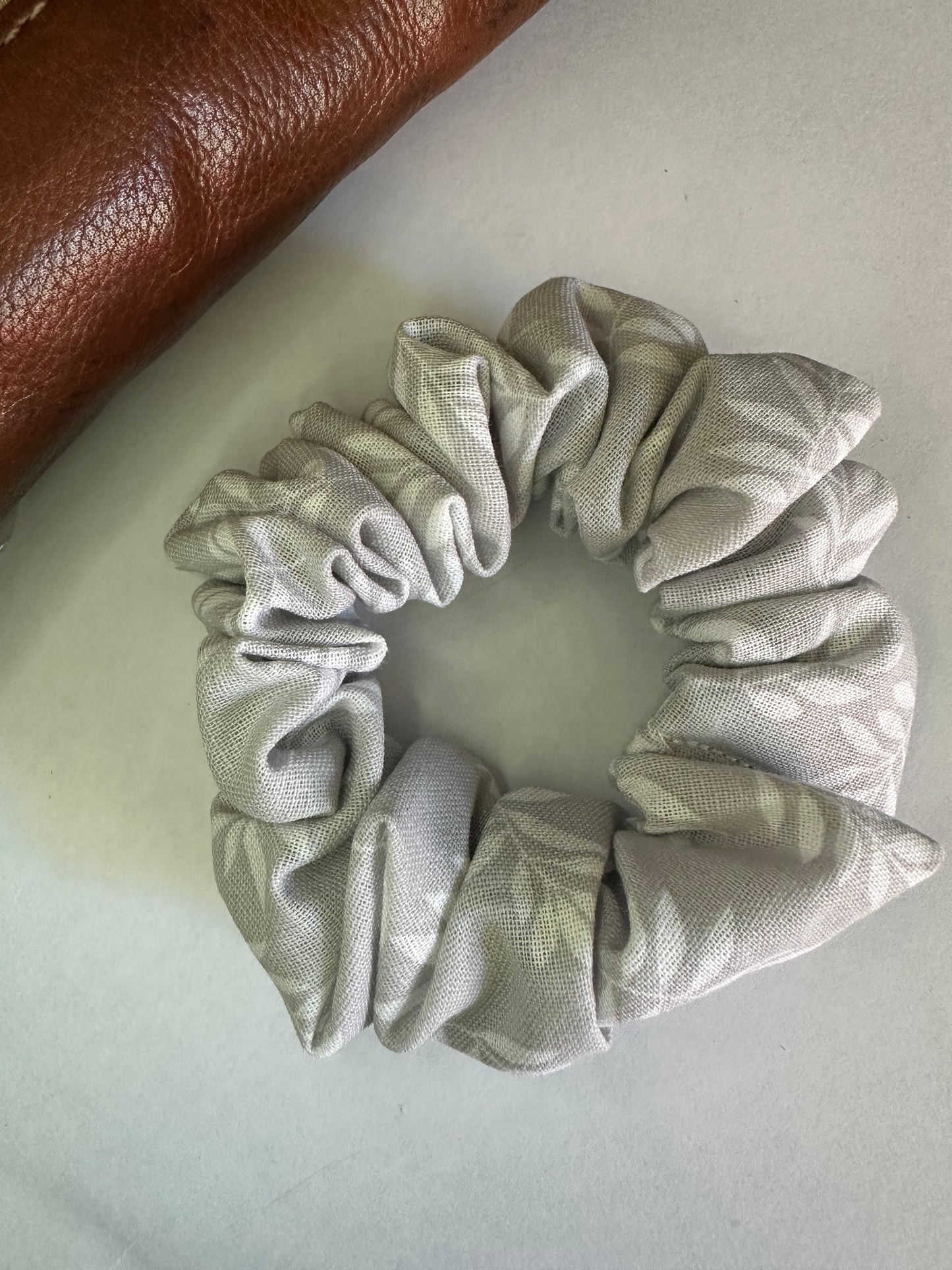 Grey Leaf Scrunchie