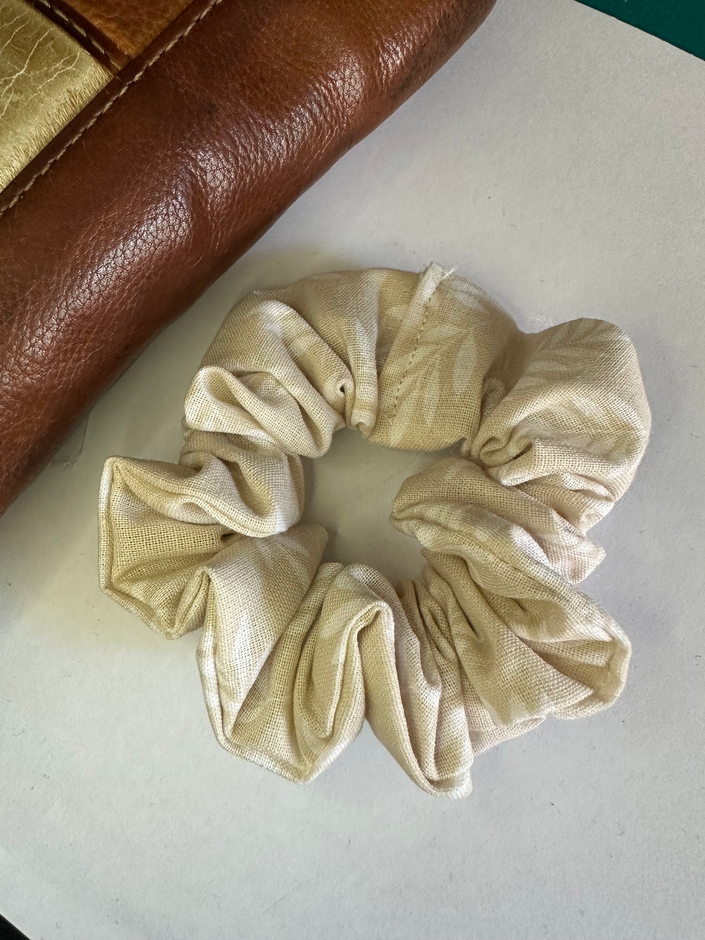Beige Leaf Scrunchie