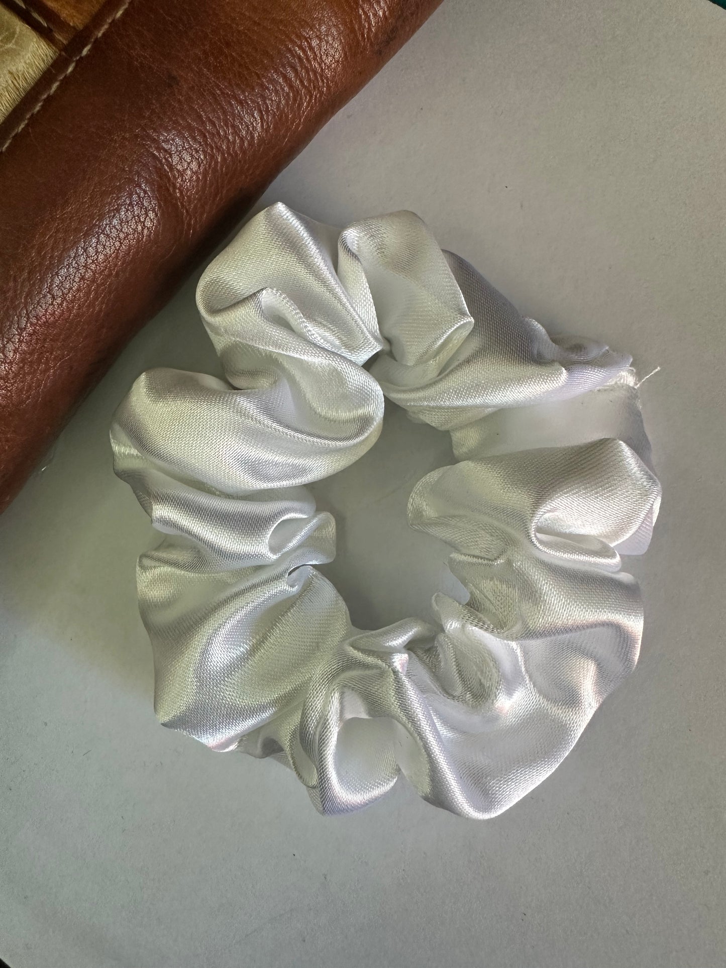 White Silk Scrunchie