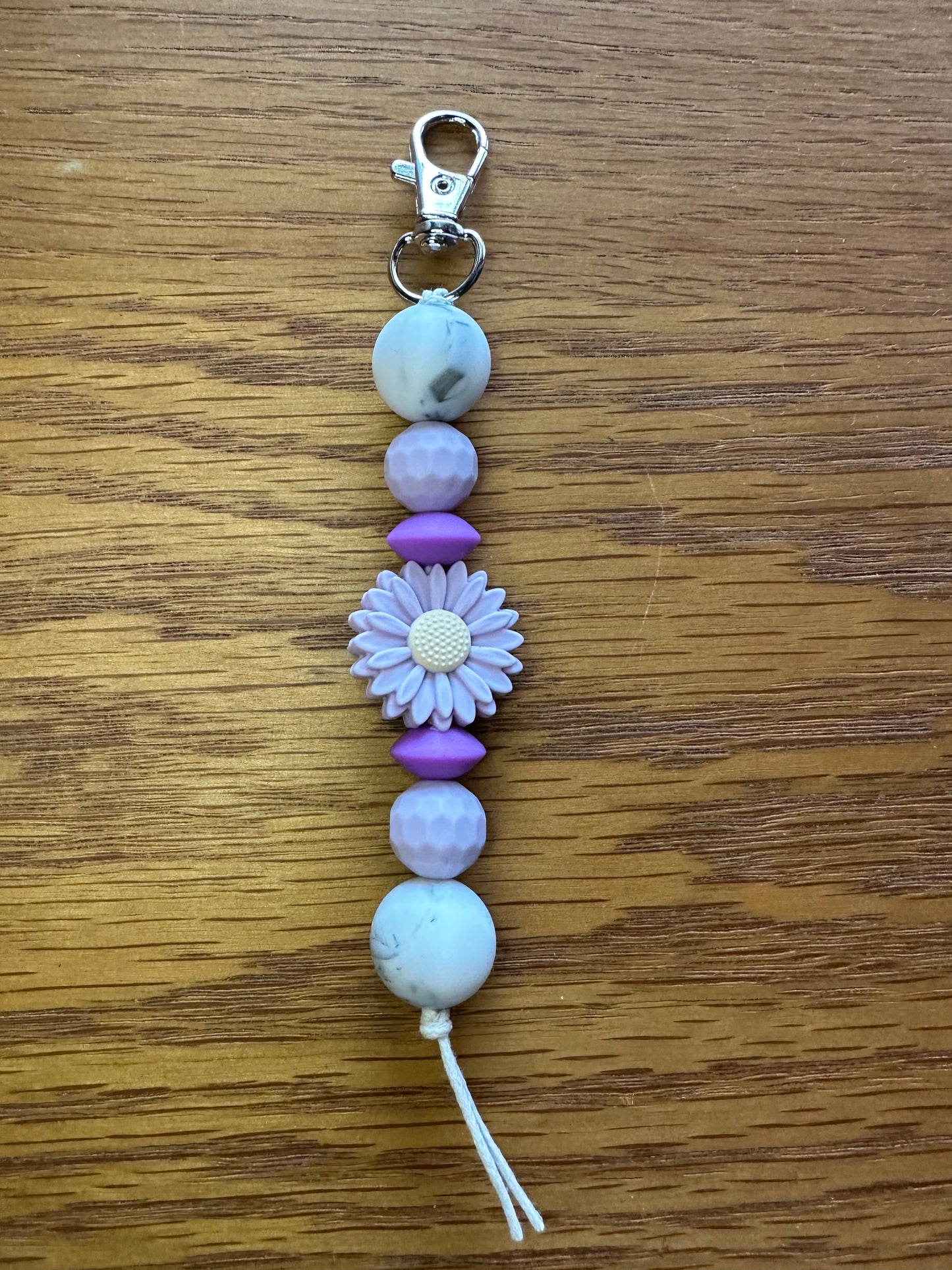Purple Marble Daisy Keychain