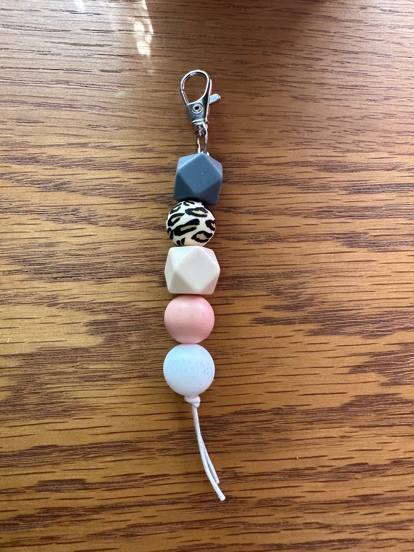 Dark Grey Nude Leopard Keychain