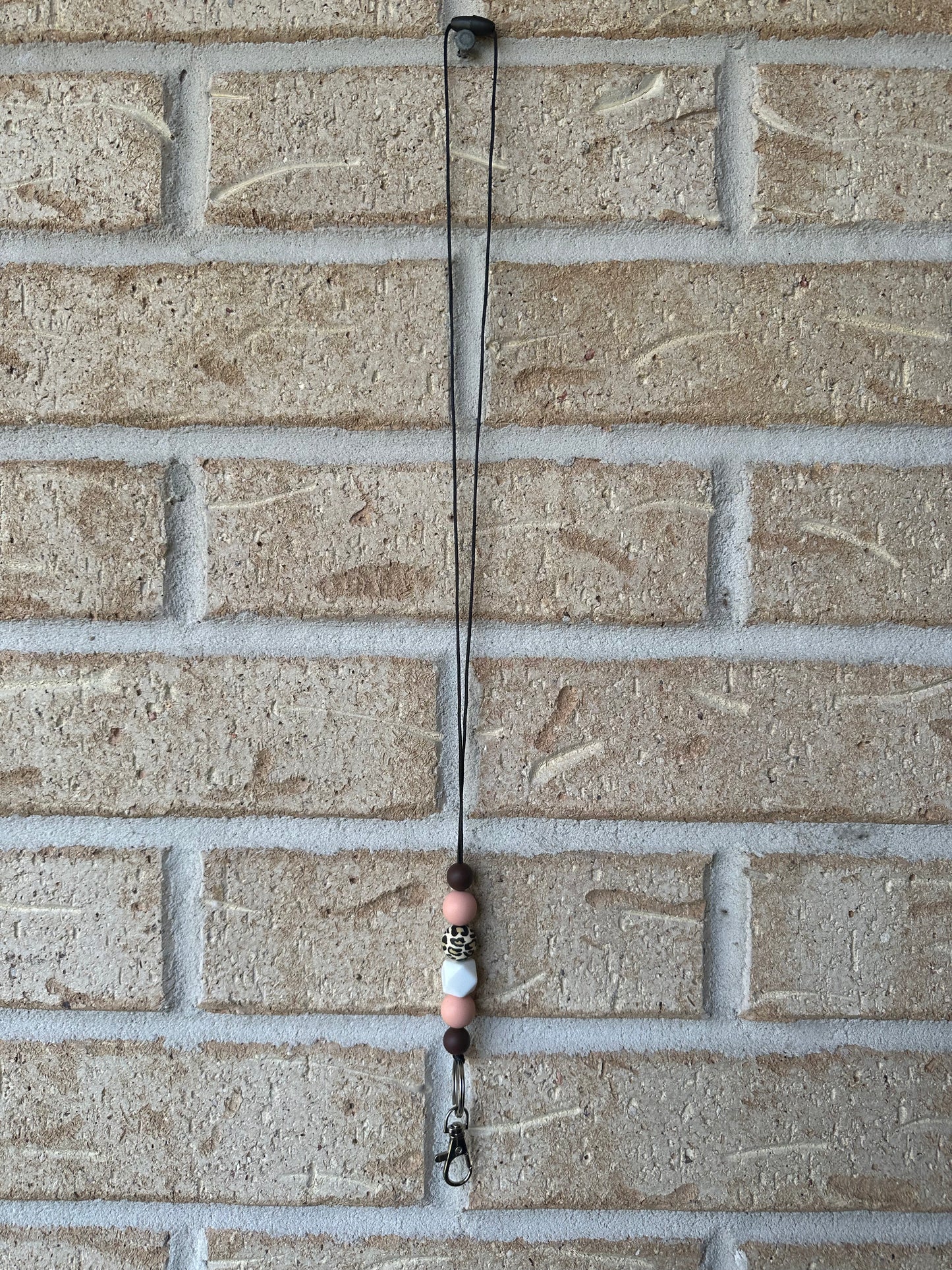 Peach Leopard Lanyard