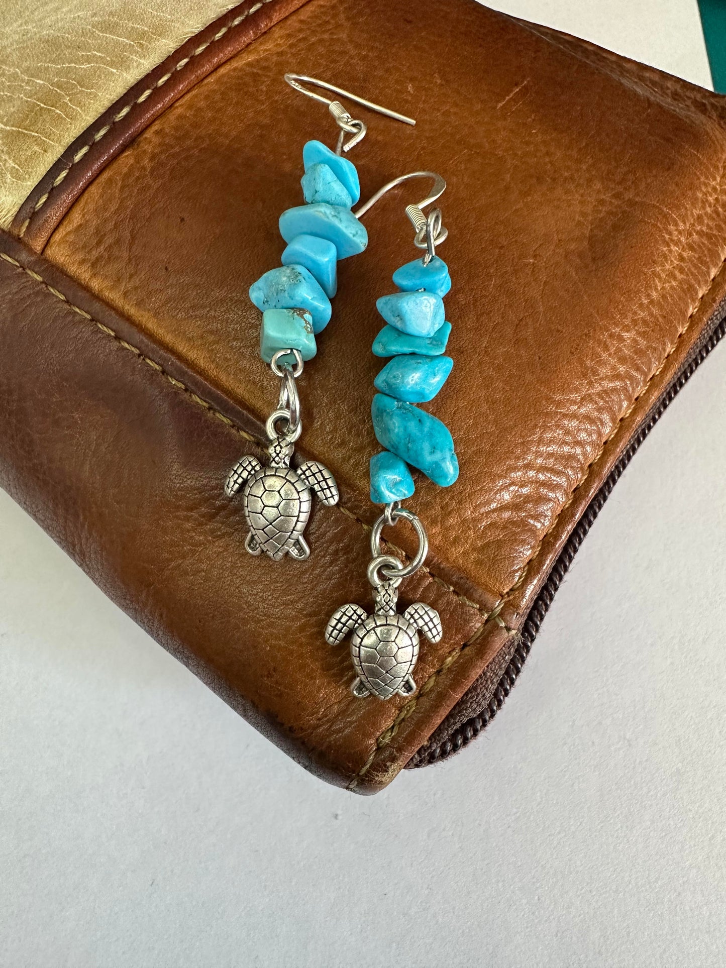 Blue Turquoise Turtle Earrings
