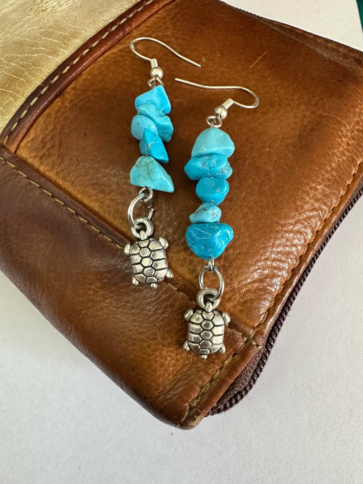 Blue Turquoise Turtle Earrings #2