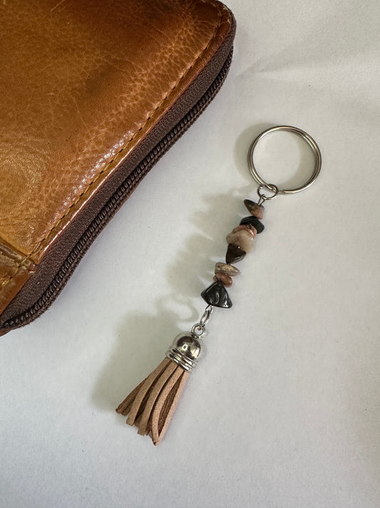 Rhodnite Keyring with Tan Tassel