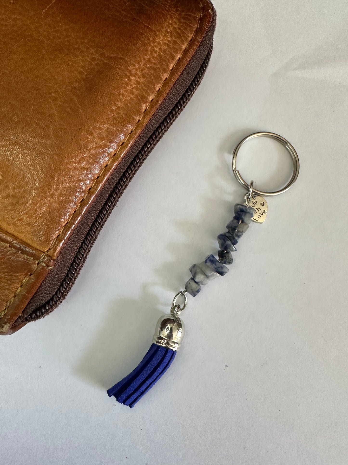 Lapis Keyring with Blue Tassel