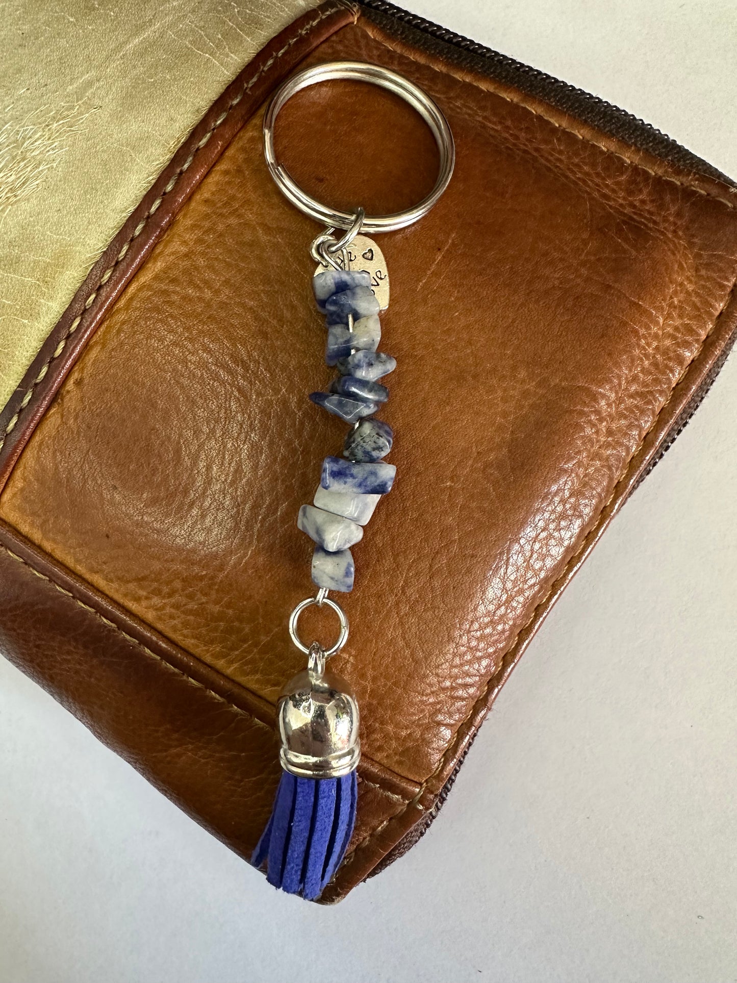 Lapis Keyring with Blue Tassel