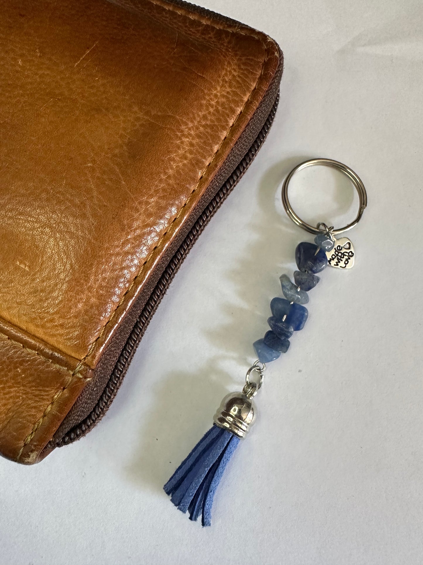 Blue Adventurine Keyring with Blue Tassel