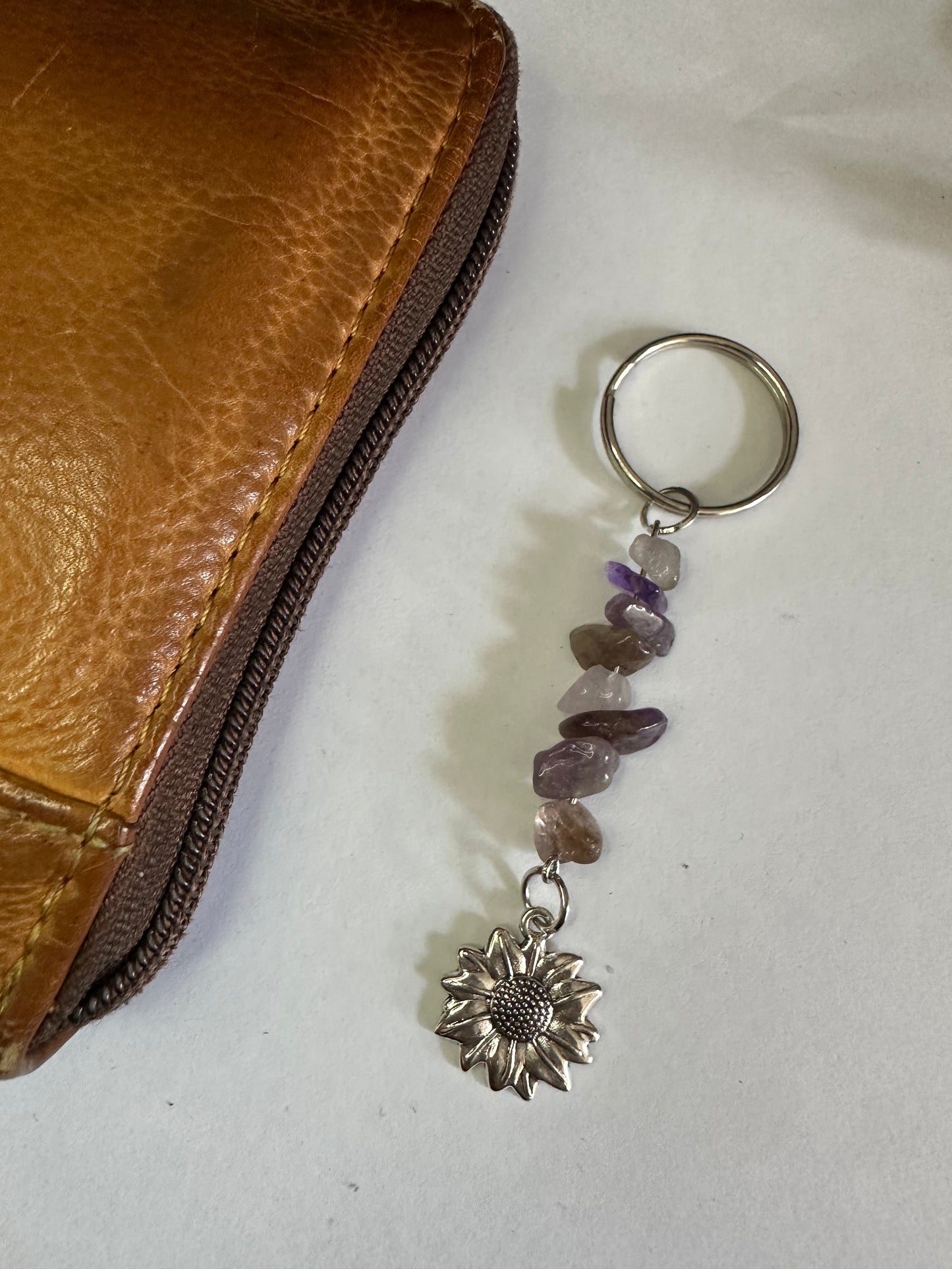 Amethyst Flower Keyring