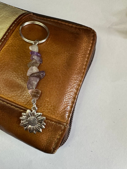 Amethyst Flower Keyring