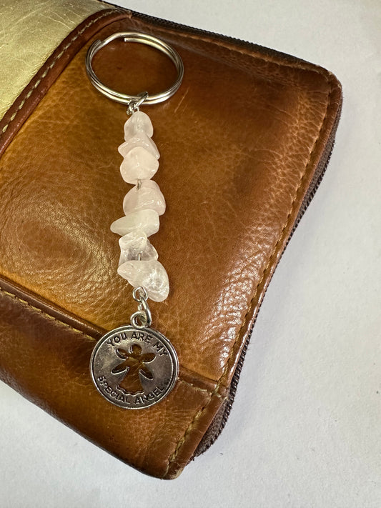 Rose Quartz Angel Keyring
