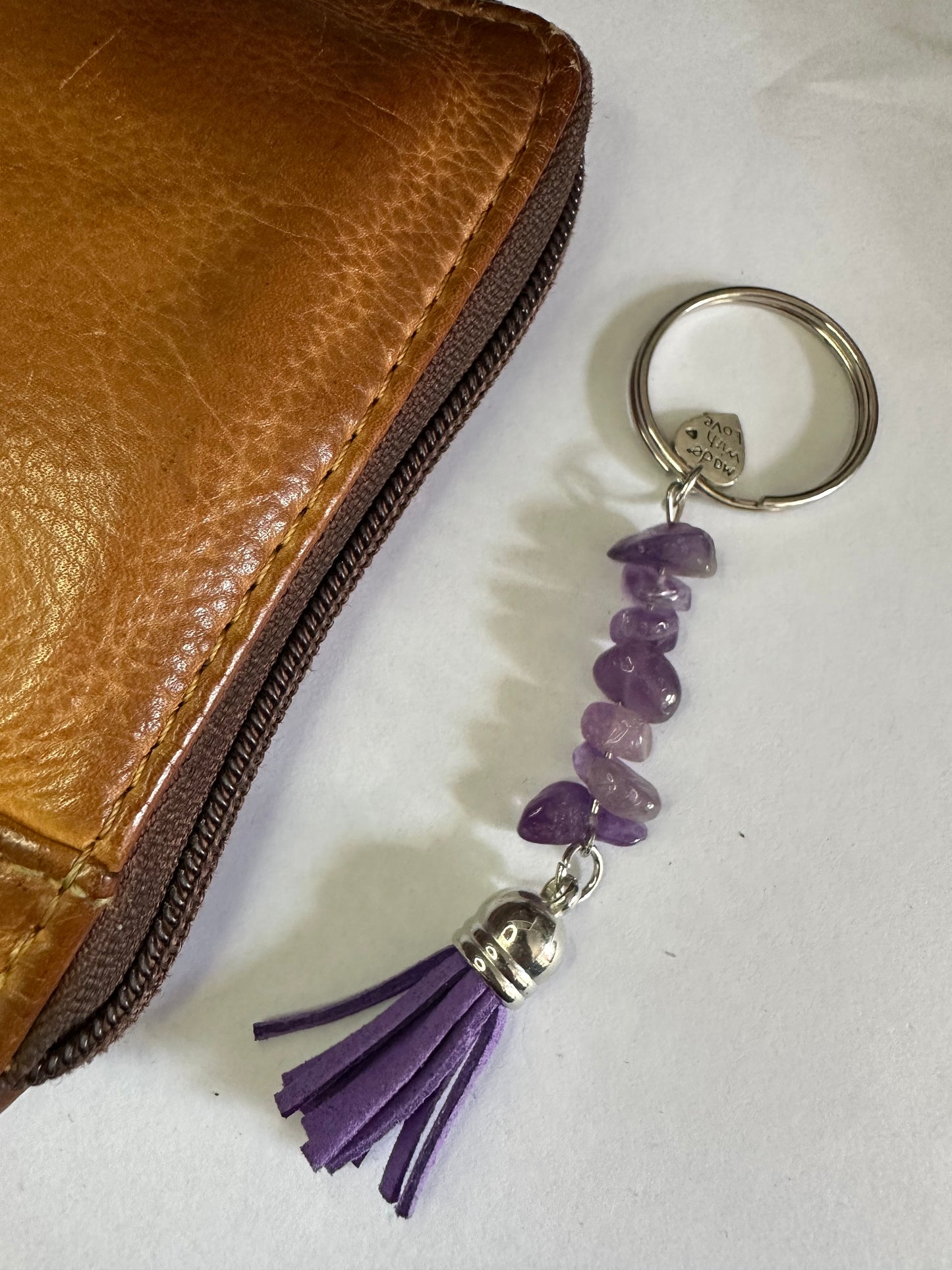 Amethyst Keyring with Purple Tassel
