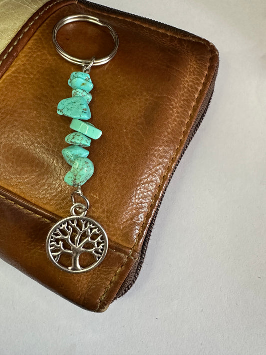Turquoise Keyring with Tree Pendant