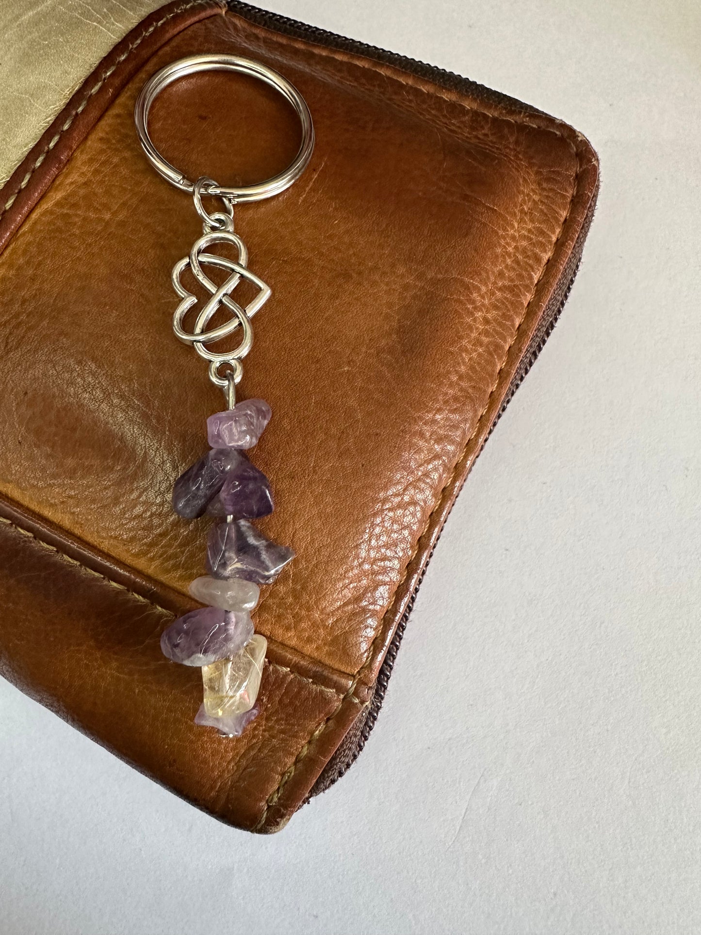 Amethyst Heart Keyring