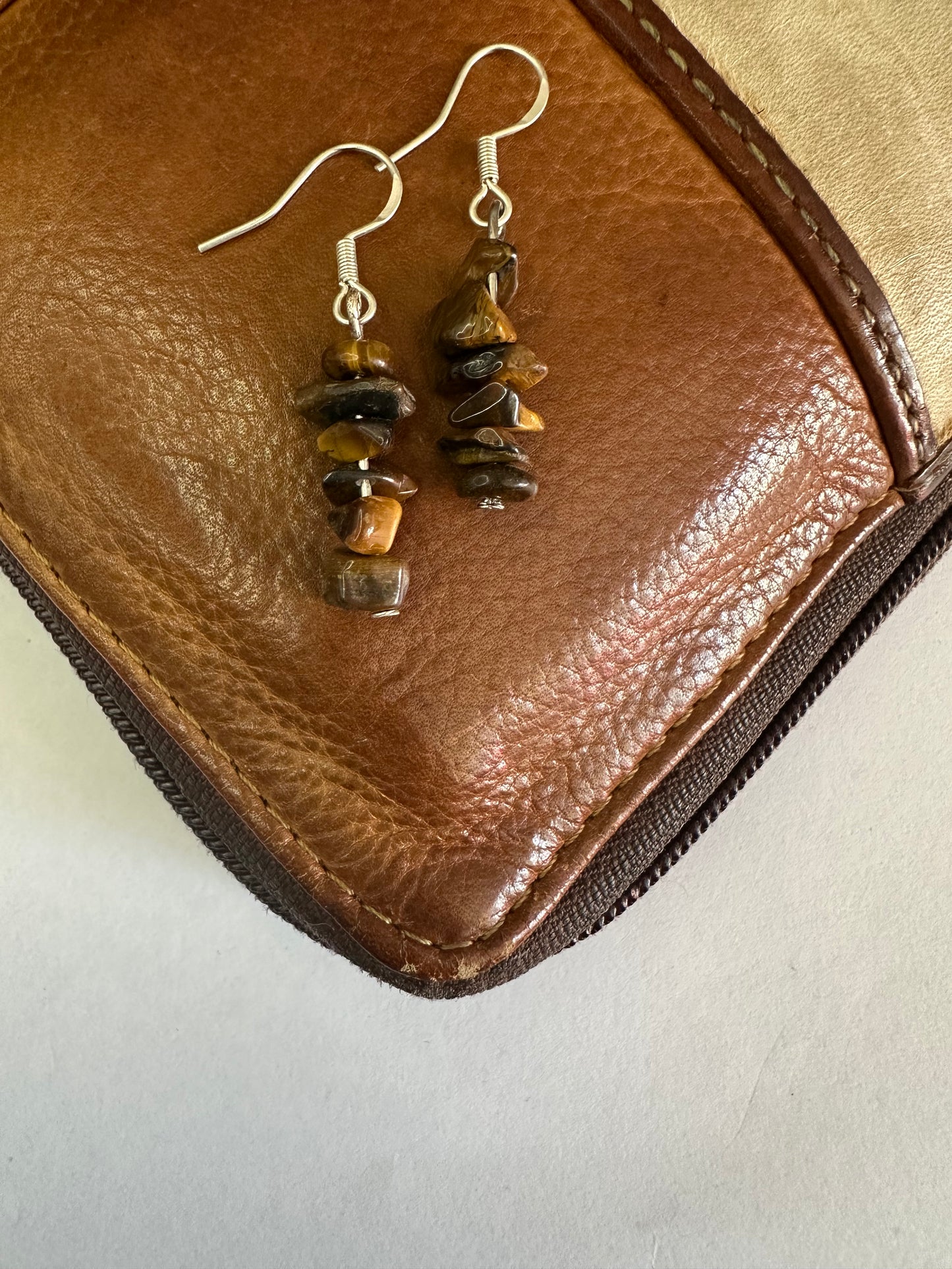 Tigers Eye Dangly Earrings