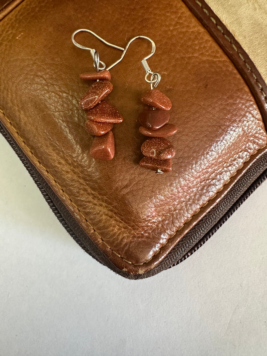 Goldstone Dangly Earrings