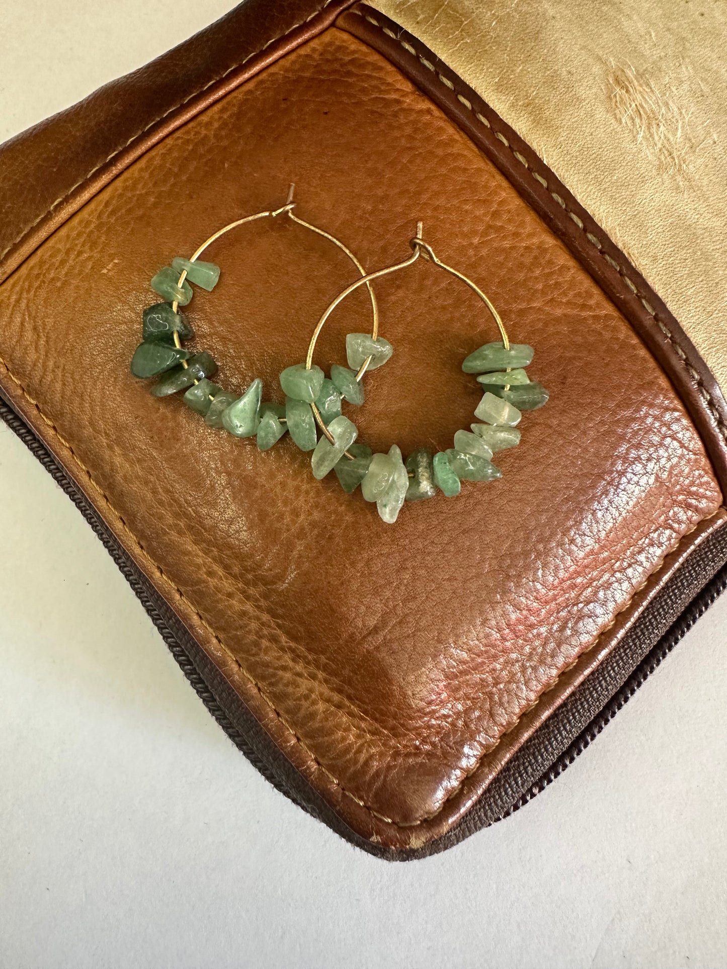 Green Adventurine Hoops