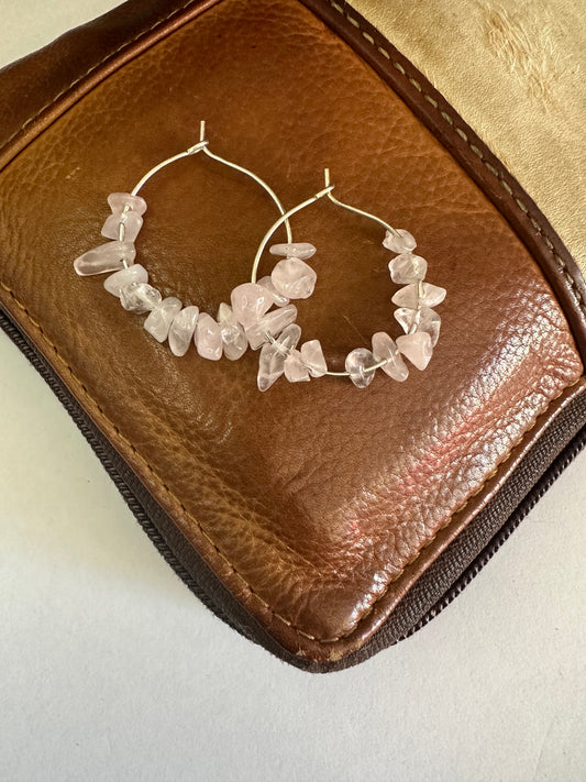 Rose Quartz Hoops