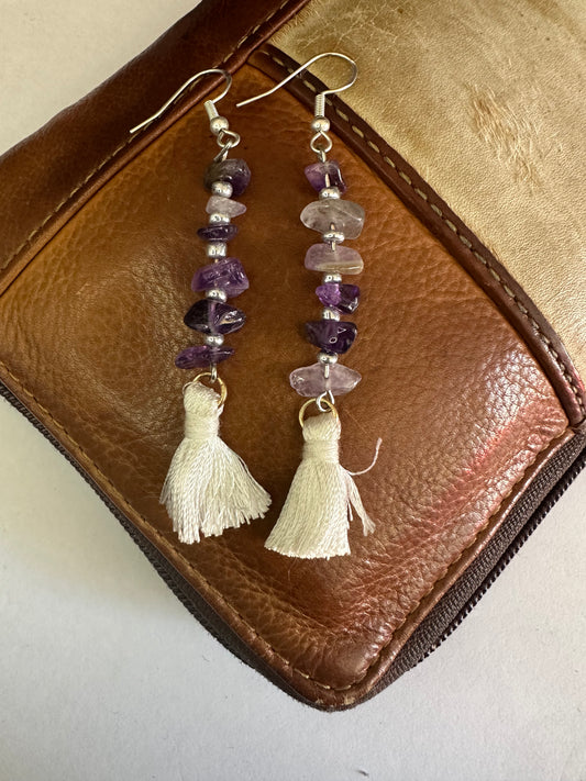Amethyst Spacer Tassel Earrings