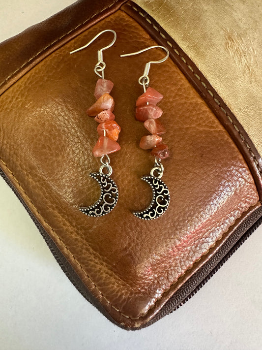 Carnelian Moon Earrings
