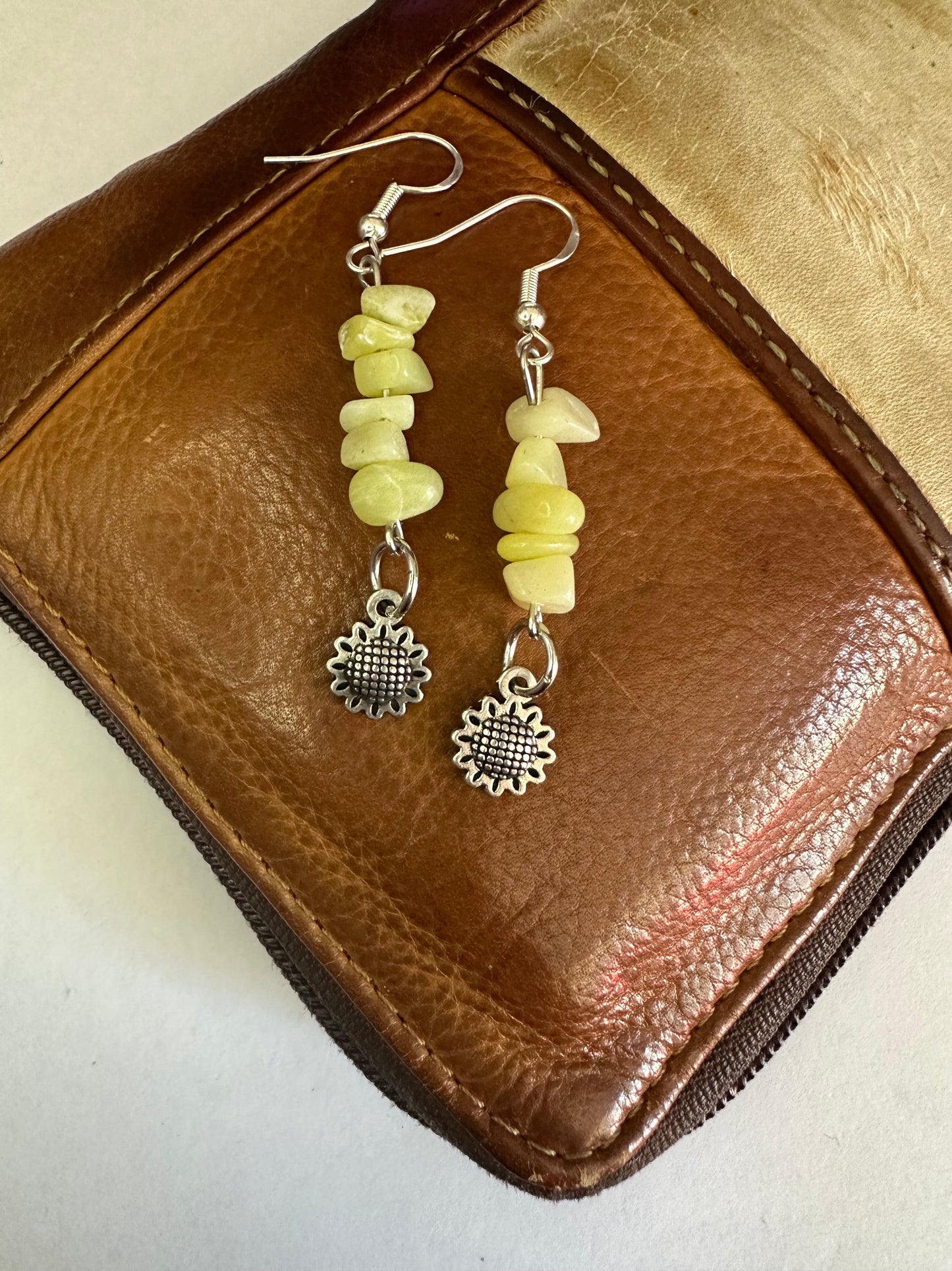 Lemon Jade Flower Earrings
