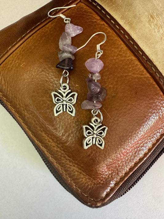Amethyst Butterfly Earrings