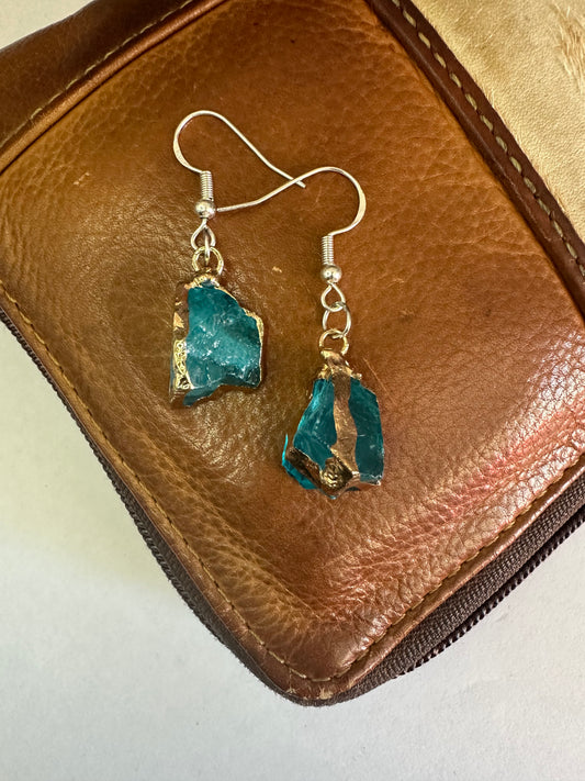 Gold Trim Stone Earrings