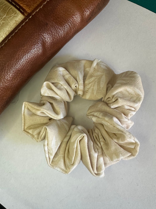 Beige Leaf Scrunchie