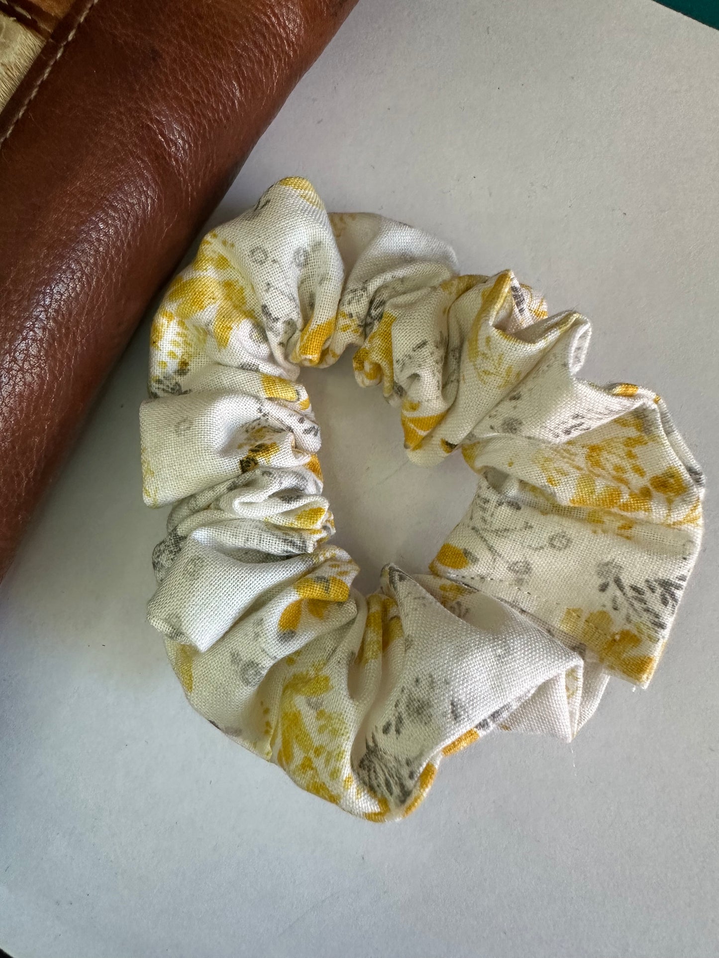 Yellow Floral Scrunchie