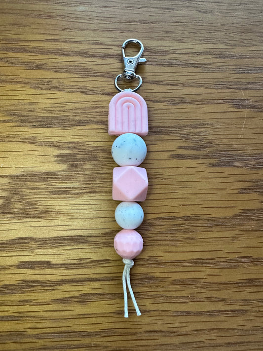 Pink Marble Diamond Keychain