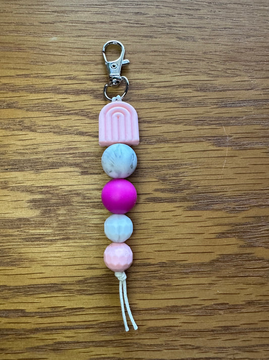 Hot Pink Marble Keychain