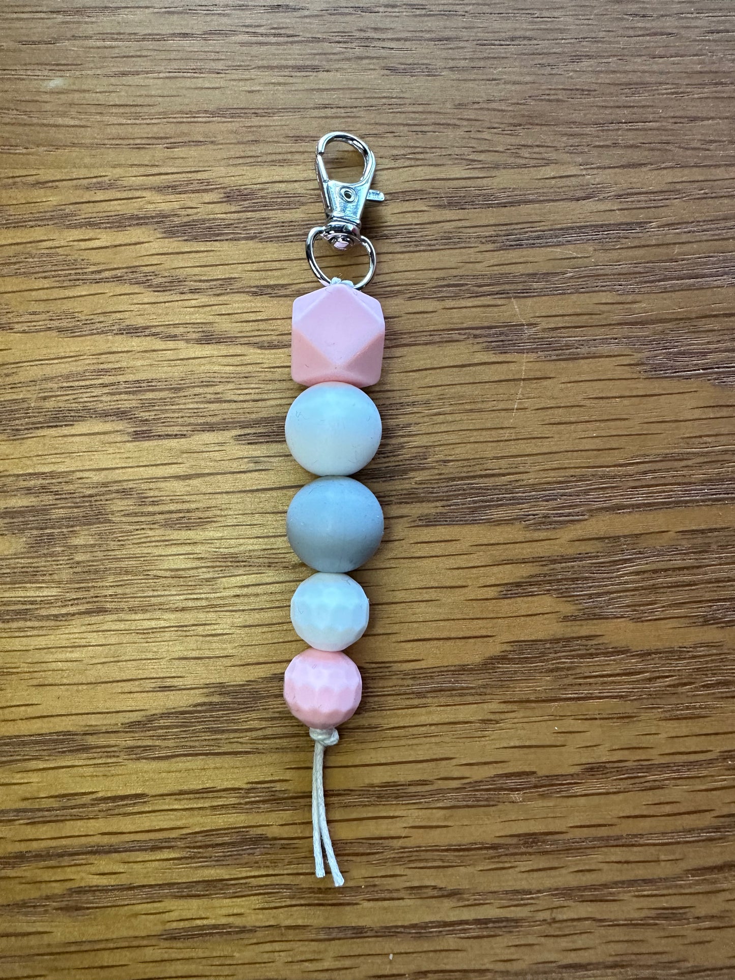 Pink Grey White Keychain