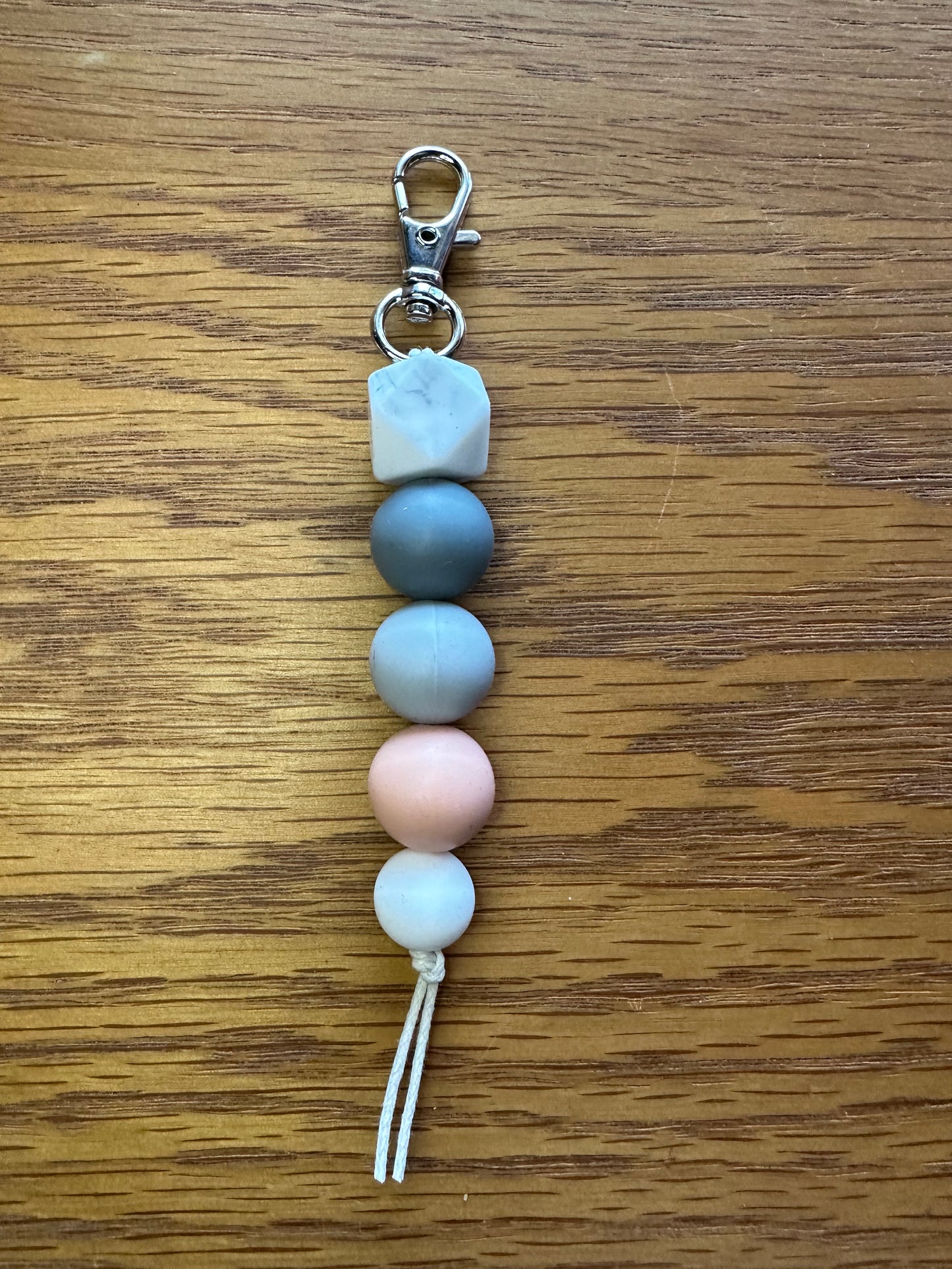 Peach Grey Marble Keychain