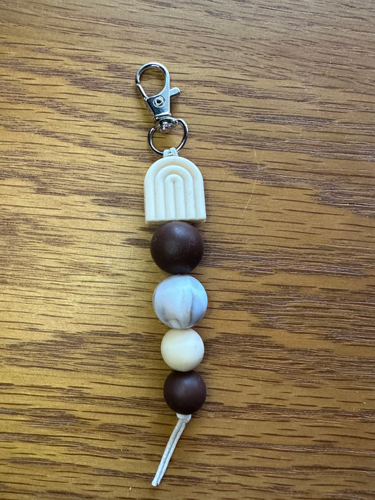 Dark Neutral Marble Keychain