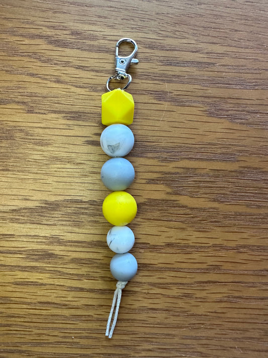 Yellow Grey Marble Keychain