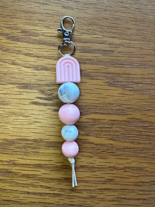 Light Pink Marble Rainbow Keychain